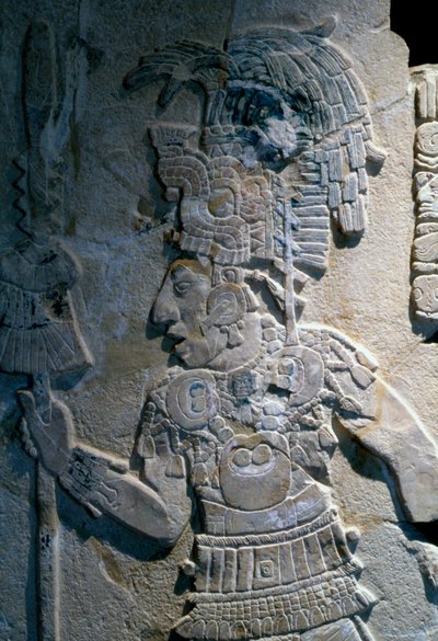 Bassorilievo che mostra la cattura di Bolon Yoop da parte di Kan Bahlam II, dal Tempio XVII, Palenque, 695 d.C. da Mayan